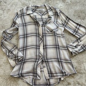Rails button up shirt grey white pink XS